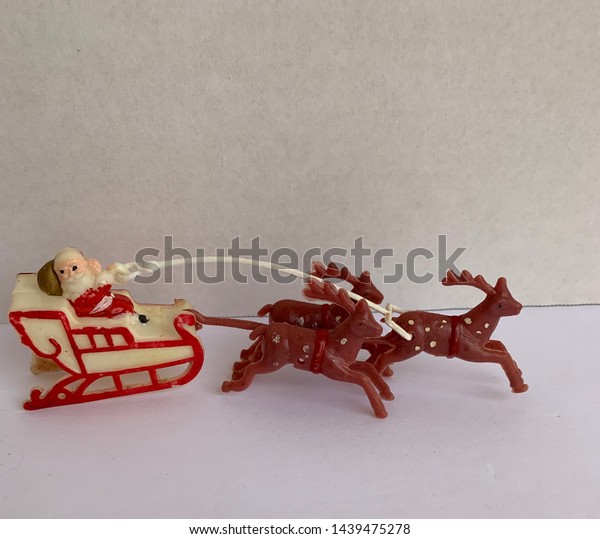 Small Plastic Vintage Christmas Decoration Santa Stock Photo Edit