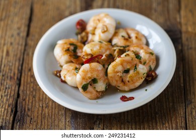 Small Plate Of Prawns With Garlic