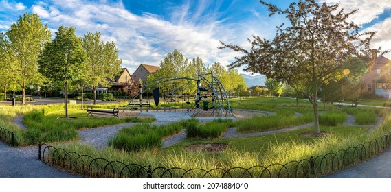 Small playground area in a residential area at Daybreak, Utah
