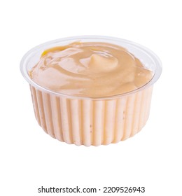 Small Pot Of Garlic Mayonnaise Isolated