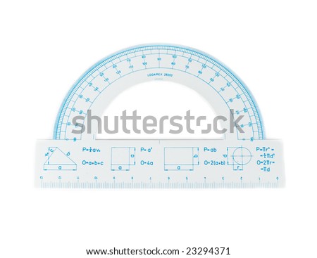 Small protractor on white background