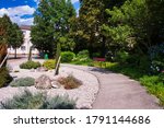 small public garden in the inner city of Wiener Neustadt, Austria