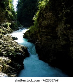 Small Radovna waterfall in Vintgar Gorge, Slovenia