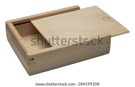Small raw wooden box for small items isolated on white background. No shadow.