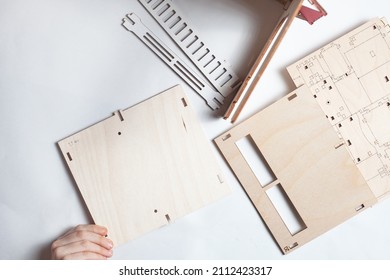 Small Ready-made Wooden Blanks For Assembling A Dollhouse On