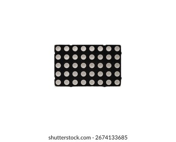 Small rectangular 8x5 dots display component with an array of black dots is isolated