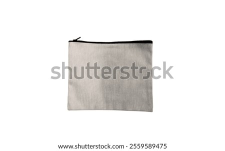 A small, rectangular pouch made of a natural-colored fabric. It has a black zipper closure along the top edge. The pouch seems to be made of a sturdy, canvas-like material.