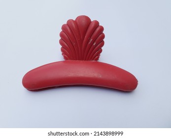 Small Red Hair Clip Made Of Plastic