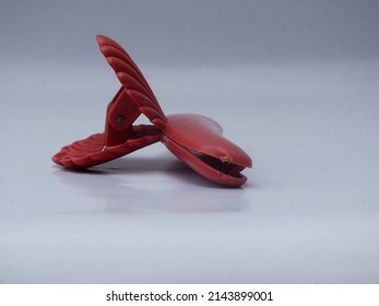 Small Red Hair Clip Made Of Plastic