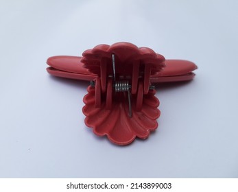 Small Red Hair Clip Made Of Plastic