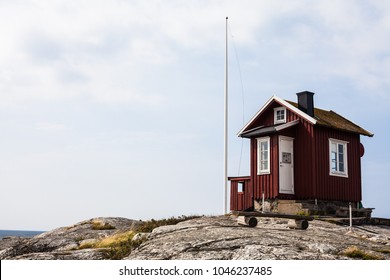 A Small Red House On The Swedish West Coast. Sweden