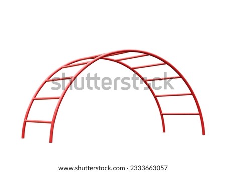 Small red jungle gym isolated on white. Modern playground equipment