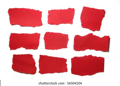 Small Red Paper Pieces Isolated