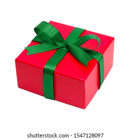 Small Red Present Box With Green Ribbon