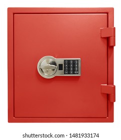 Small Red Safe Box Isolated With Clipping Path Included