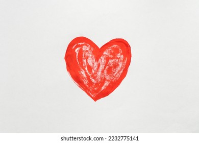 Small red shaded line heart art on white background. Donation and charity, open hearts of volunteer day. Cute love letter, message for beloved on saint valentines day. Healthcare. Copy space, top view - Shutterstock ID 2232775141