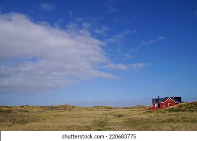 A Small Red Traditional Old Danish Holiday Home On The Island Of Romo In Jutland Close To The Wadden Sea