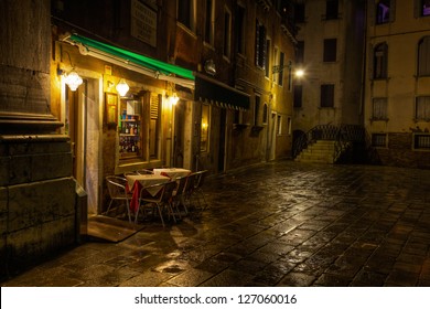 Small Restaurant In Venice At Night