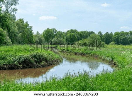 Small river, De Grote Nete, in Geel, Antwerp, Belgium, 