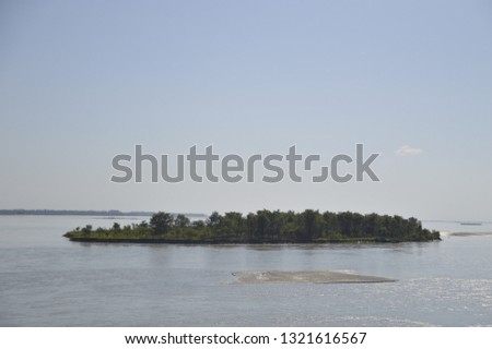 Small river island in Bramhaputra river, Assam, Northeast India
