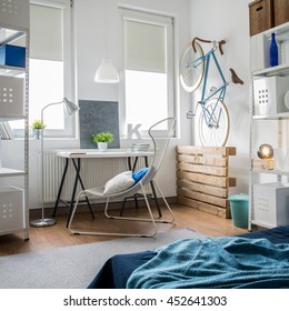 Small Room Decorated With Shades Of Blue