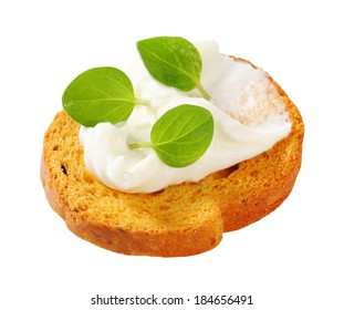 Small Round Toast With Cheese Spread