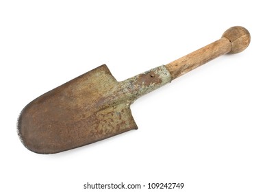 Small Rusty Shovel Isolated On White