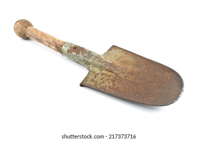 Small Rusty Shovel Isolated On White 