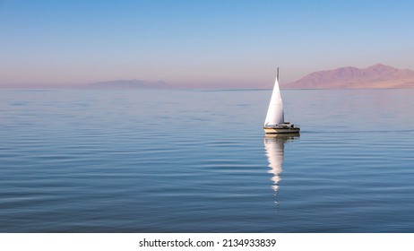 A small sailboat on the Great Salt Lake near Salt Lake City - Powered by Shutterstock