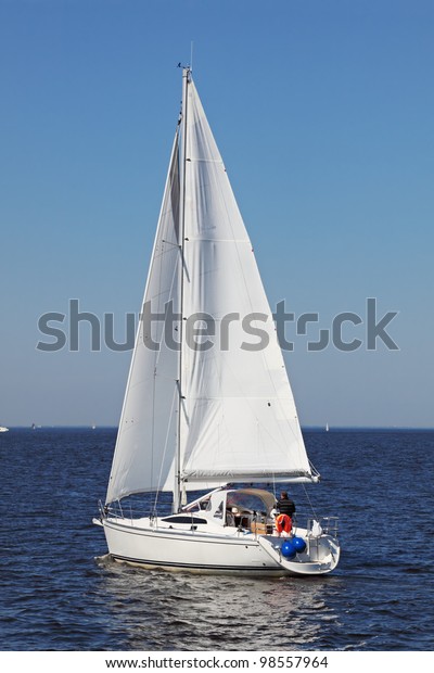 Small Sailing Yacht Sea Stock Photo 