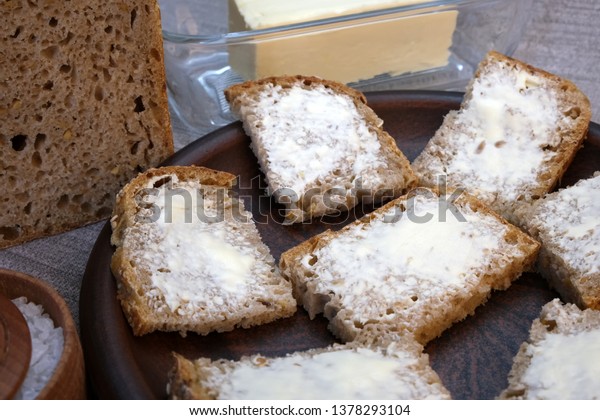 Small Sandwiches On Homemade Bread Butter Stock Photo Edit Now