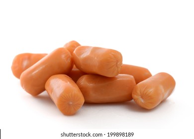 Small Sausages On White Background