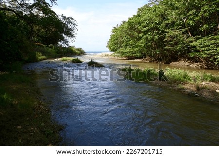 Similar – Foto Bild Fluss, der im Sommer durch den Wald fließt. Natürliche Landschaft im Hintergrund.