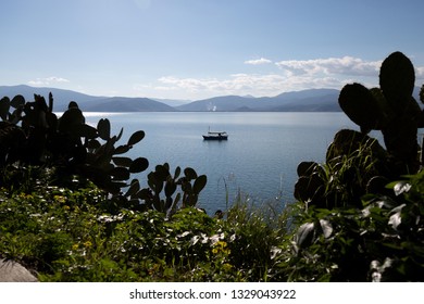 A Small Ship In Argolic Gulf, Nafplio, Greece.