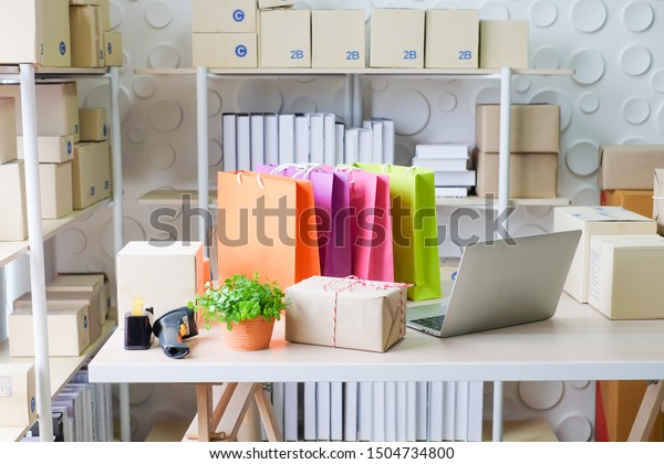 Small Shopping Office Home Office Laptop Stock Photo Edit Now