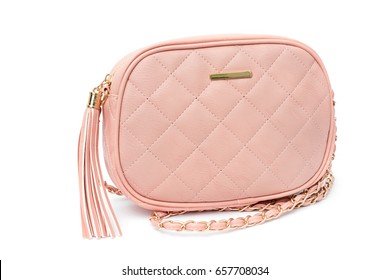 Small Shoulder Bag Quilted Handbag Purse Isolated On White Background