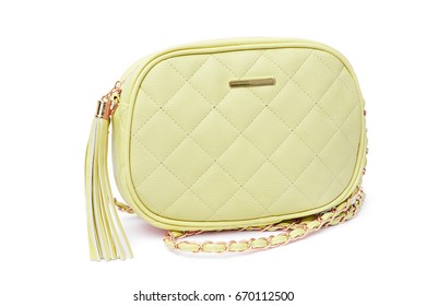 Small Shoulder Bag Quilted Handbag Purse Isolated On White Background