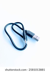 small size data cable type c black colour with white background
