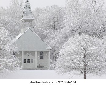 Small Snow Covered Church In West Michigan