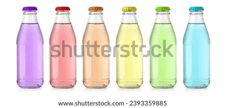 Small soft drink bottles  isolated on white background with clipping path