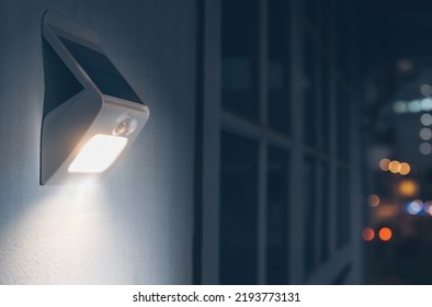 Small solar powered led light with motion sensor.	 - Shutterstock ID 2193773131