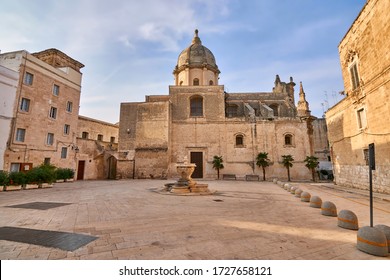 Small Square and Fountain in Front of Saint Teresa's Church Also Know As Chiesa di Santa Teresa at Sunset At  Monopoli - Apulia - Puglia - Italy - Shutterstock ID 1727658121