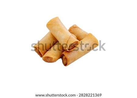 A small stack of four golden fried spring rolls