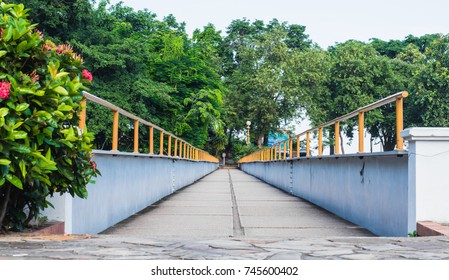 Small Steel Bridge At Ubonrat Dam Khon Kaen Thailand.