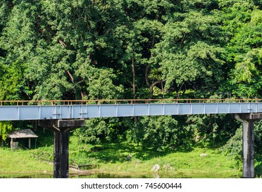 Small Steel Bridge At Ubonrat Dam Khon Kaen Thailand.