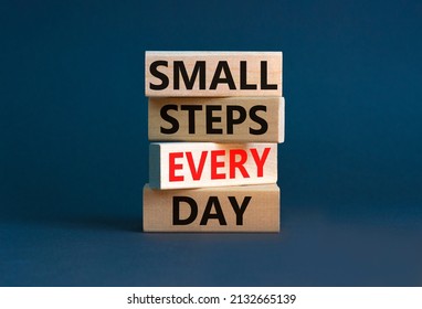 Small steps every day symbol. Concept words Small steps every day on wooden blocks. Beautiful grey table grey background. Small steps every day business concept. Copy space. - Shutterstock ID 2132665139
