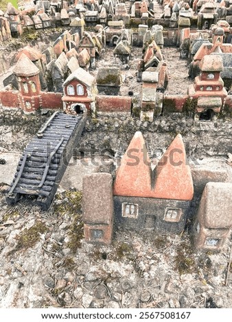 A small stone city, Königsberg in miniature. Tiny Town of Kenigsberg with colored roofs, European style, Andersen's fairy tales. What to see in Svetlogorsk, Kaliningrad. Baltic attraction for children