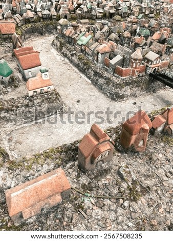 A small stone city, Königsberg in miniature. Tiny Town of Kenigsberg with colored roofs, European style, Andersen's fairy tales. What to see in Svetlogorsk, Kaliningrad. Baltic attraction for children