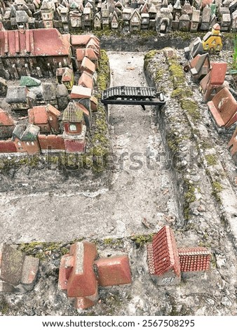 A small stone city, Königsberg in miniature. Tiny Town of Kenigsberg with colored roofs, European style, Andersen's fairy tales. What to see in Svetlogorsk, Kaliningrad. Baltic attraction for children