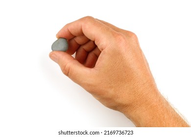 Small stone in hand isolate